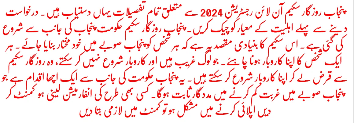 Punjab Rozgar Scheme Online Registration