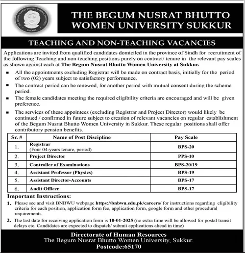 Government Jobs In Sukkur Today For Audit Officer