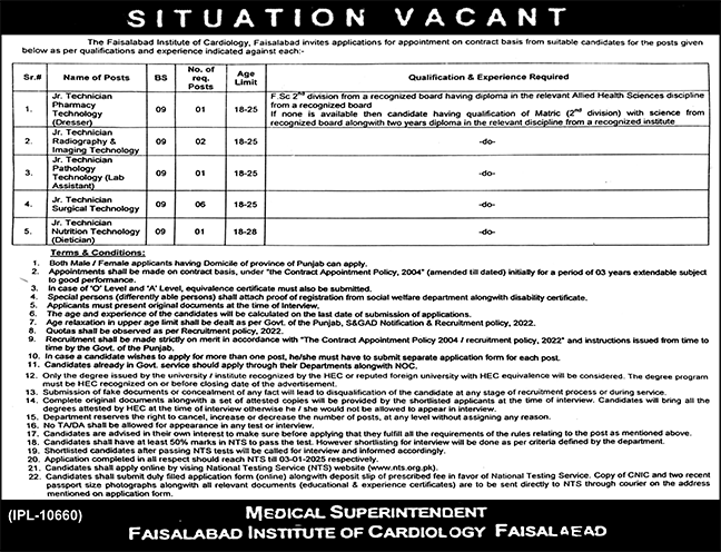 Faisalabad Institute of Cardiology Jobs