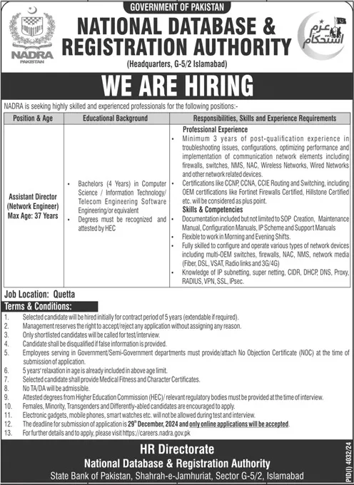 National Database & Registration Authority NADRA Jobs