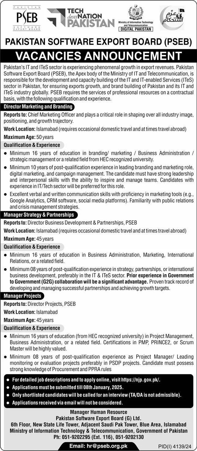 Government Jobs In Islamabad Today For Director Marketing